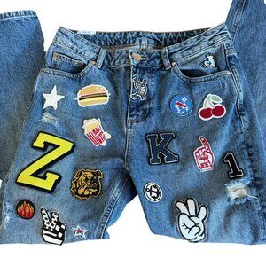 ZOE KARSSEN Janis Washed Patched Up Distressed Women's Denim Jeans Size 26